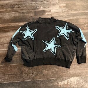 Black Sweatshirt with Blue Star Accents